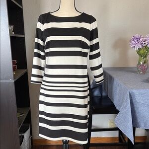 Dressbarn Women’s Size 6 Pull On 3/4 Sleeve Fitted Striped Dress